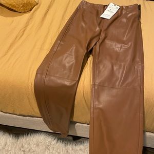 Zara brown leather leggings
